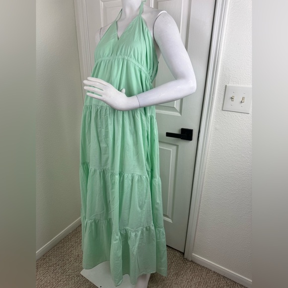 Express Tiered Halter Maxi Dress Size Medium 100% Cotton.  #143 - Picture 4 of 15
